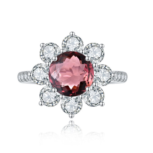 2.07ct Natural Garnet Halo Ring S925 JR677Y-BeneiceDo