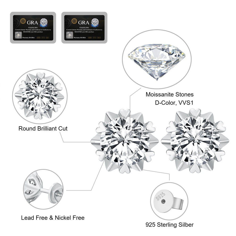 Classic Snowflake Moissanite Stud Earrings