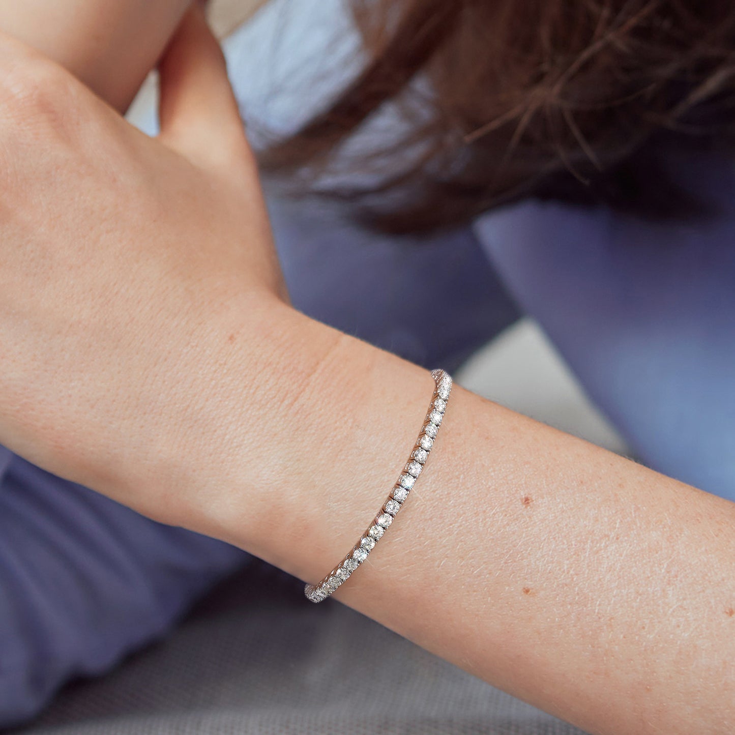 3mm Moissanite Tennis Bracelet 925 Sterling Silver-BeneiceDo