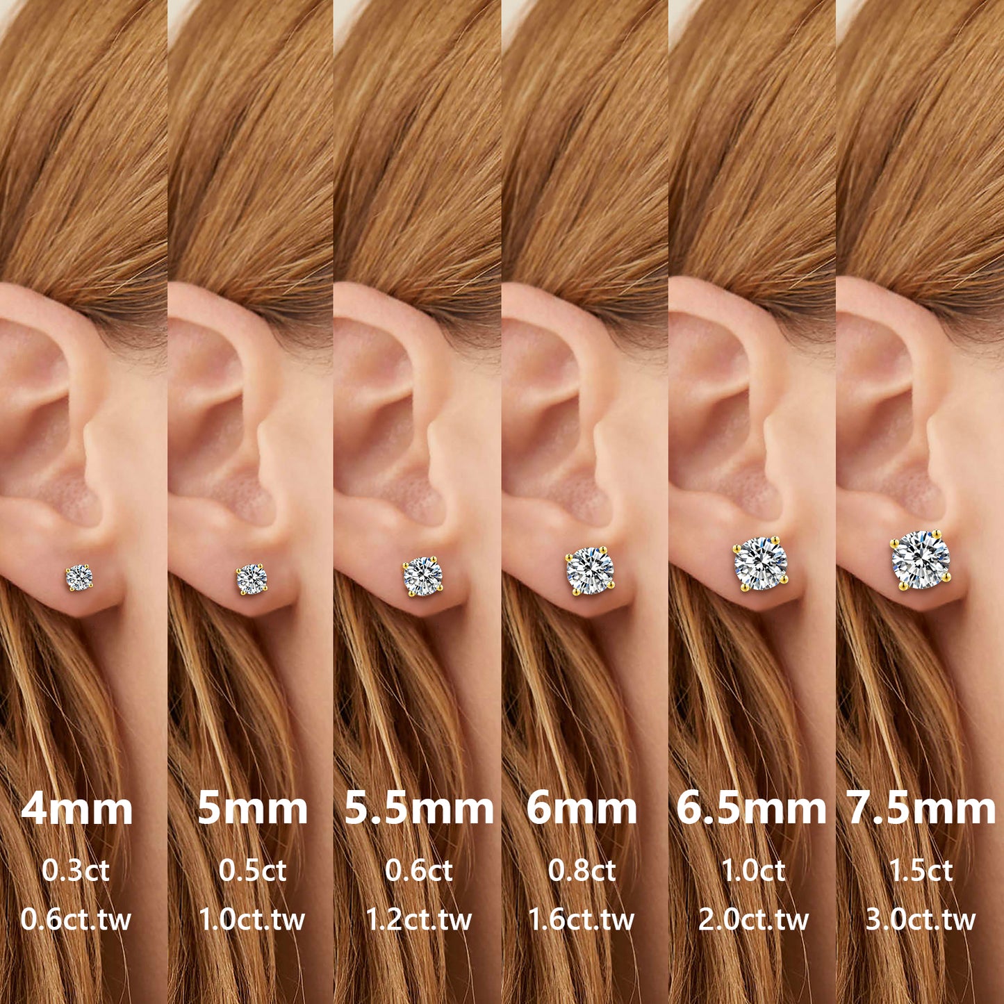 Four-Prong Lab-Grown Diamond Stud Earrings