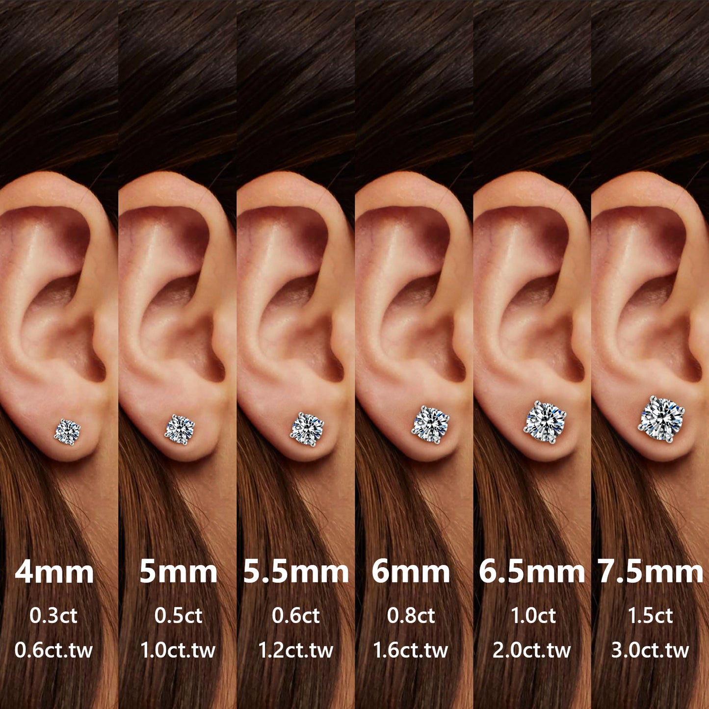 Four-Prong Lab-Grown Diamond Stud Earrings