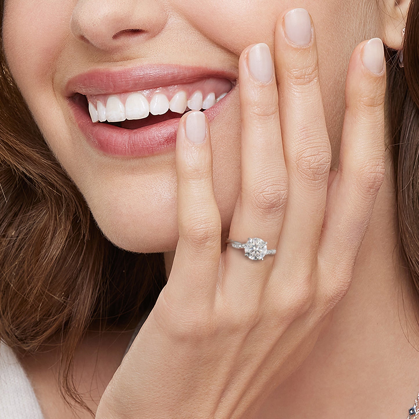 Four-Prong Wave Band Moissanite Ring