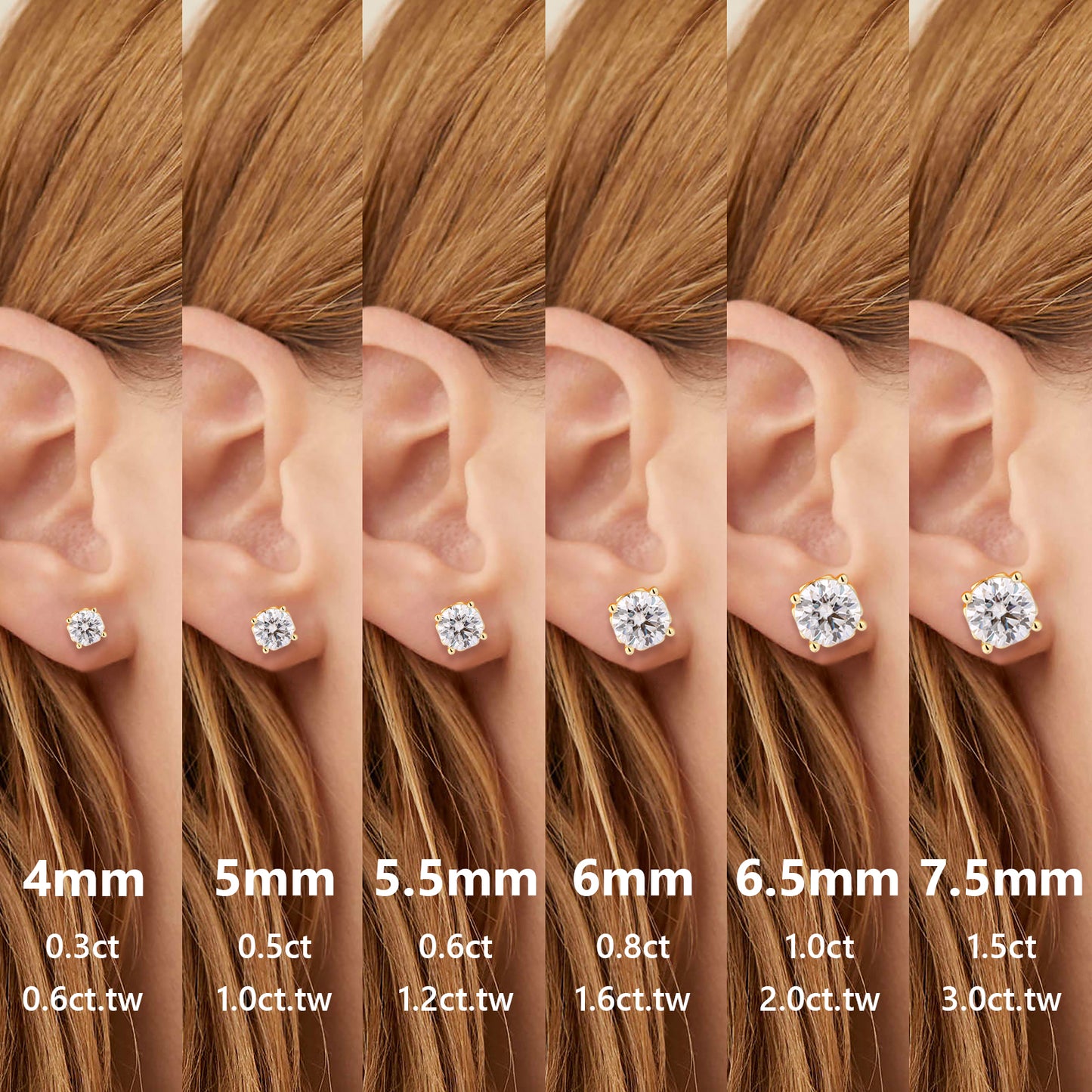 Four-Prong Excellent VVS1 Moissanite Stud Earrings-BeneiceDo