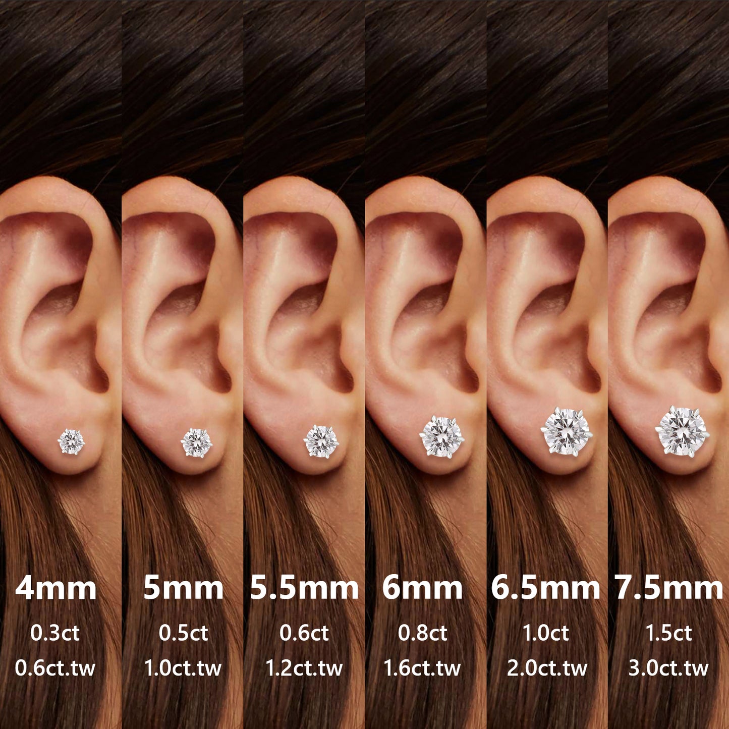 Six-Prong Excellent VVS1 Moissanite Stud Earrings