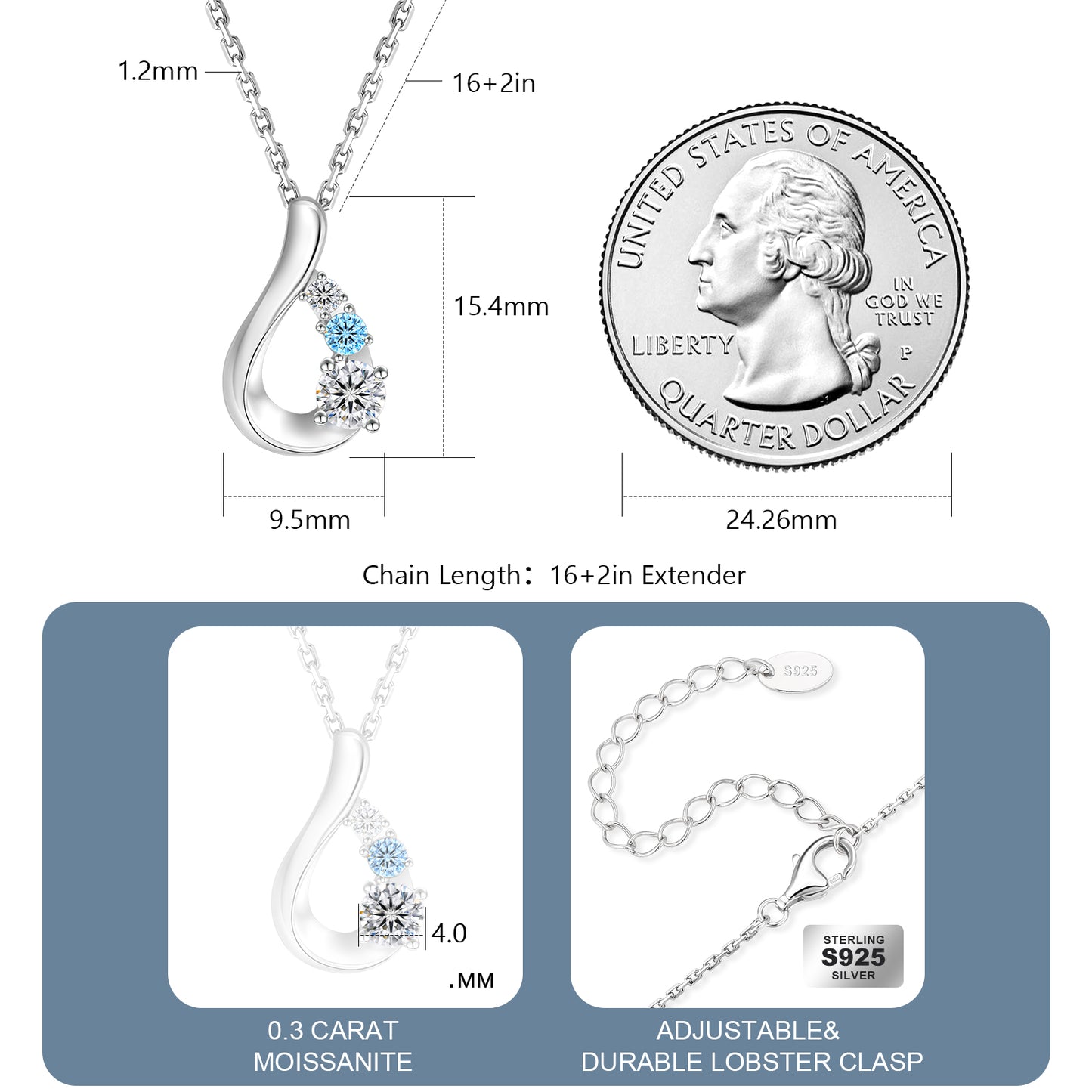 Water Drop VVS1 Moissanite Pendant Necklace