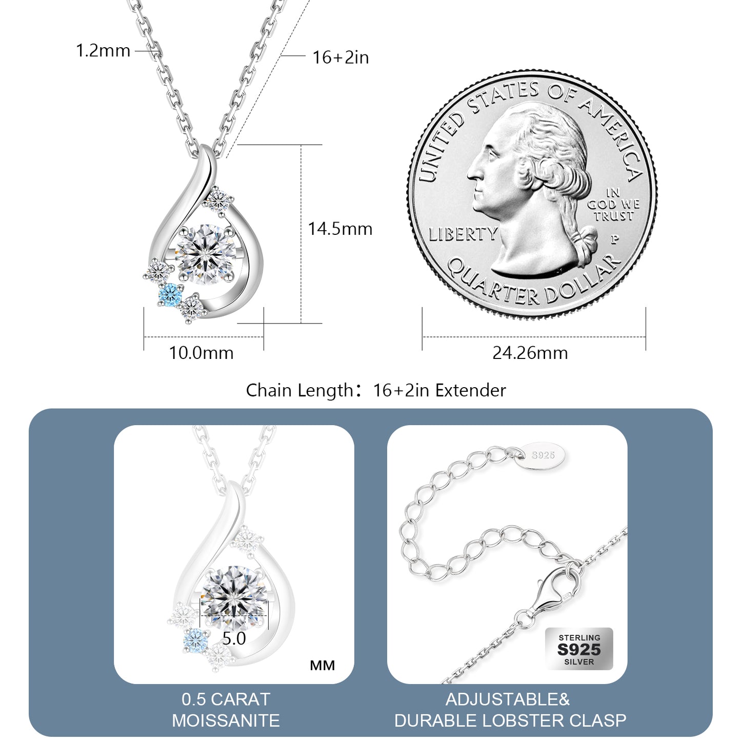 Water Drop VVS1 Moissanite Pendant Necklace