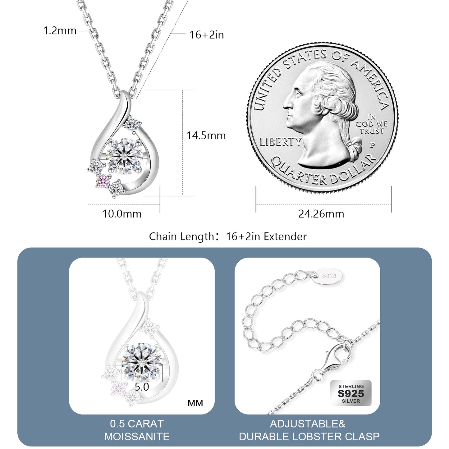 Water Drop VVS1 Moissanite Pendant Necklace