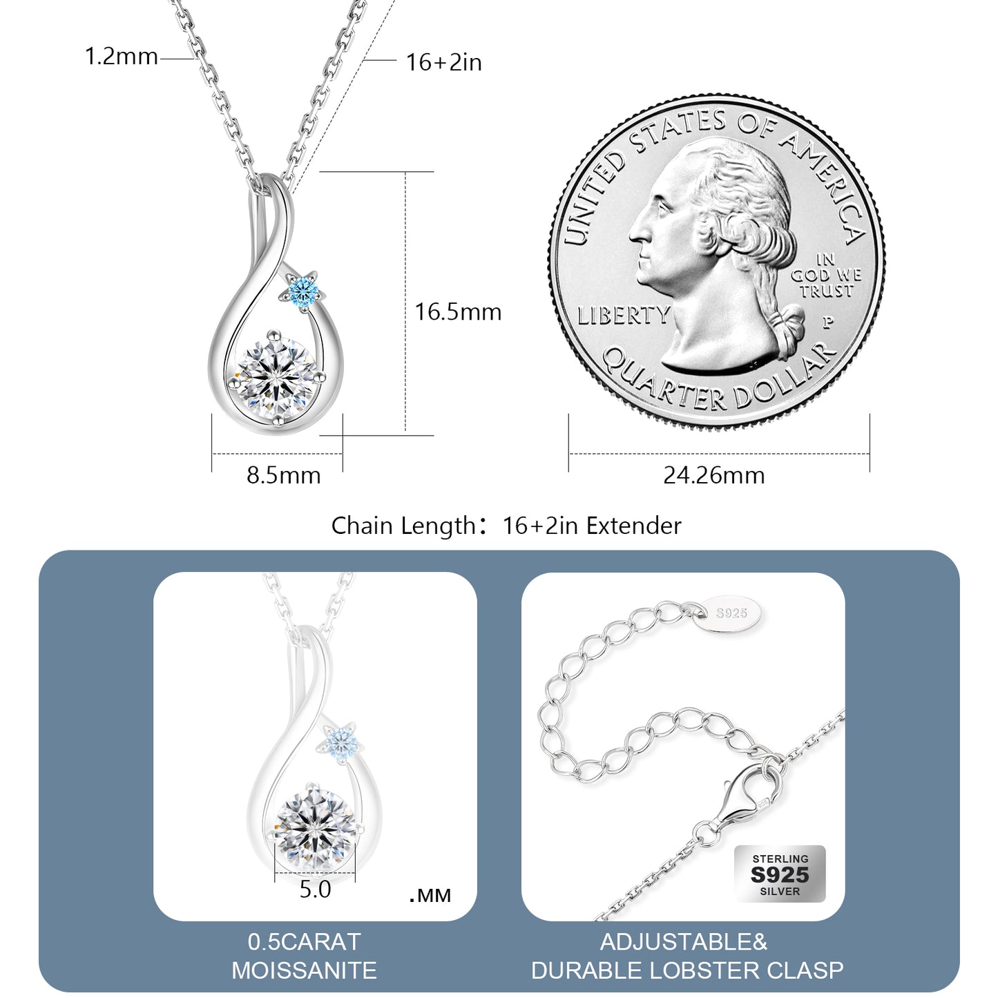 Water Drop VVS1 Moissanite Pendant Necklace
