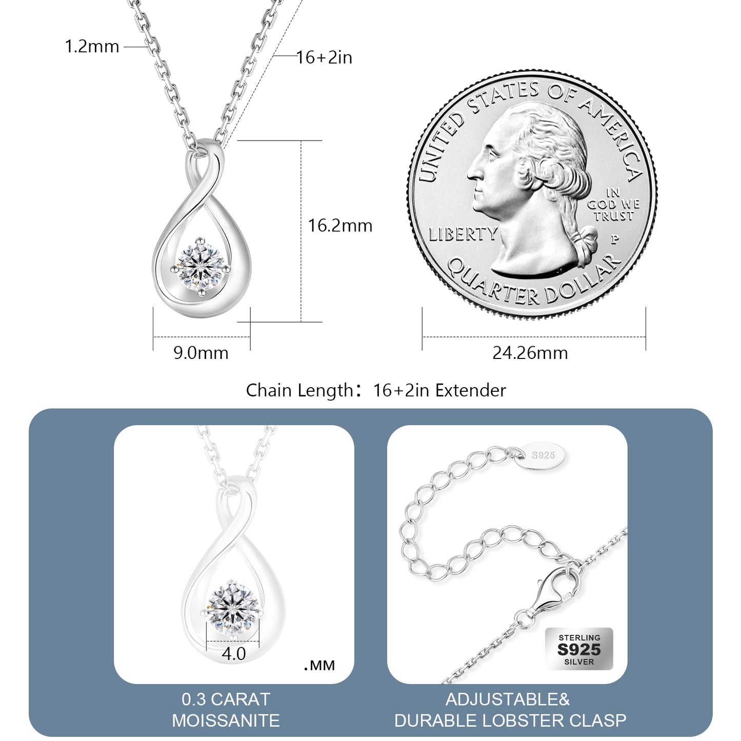 Water Drop VVS1 Moissanite Pendant Necklace