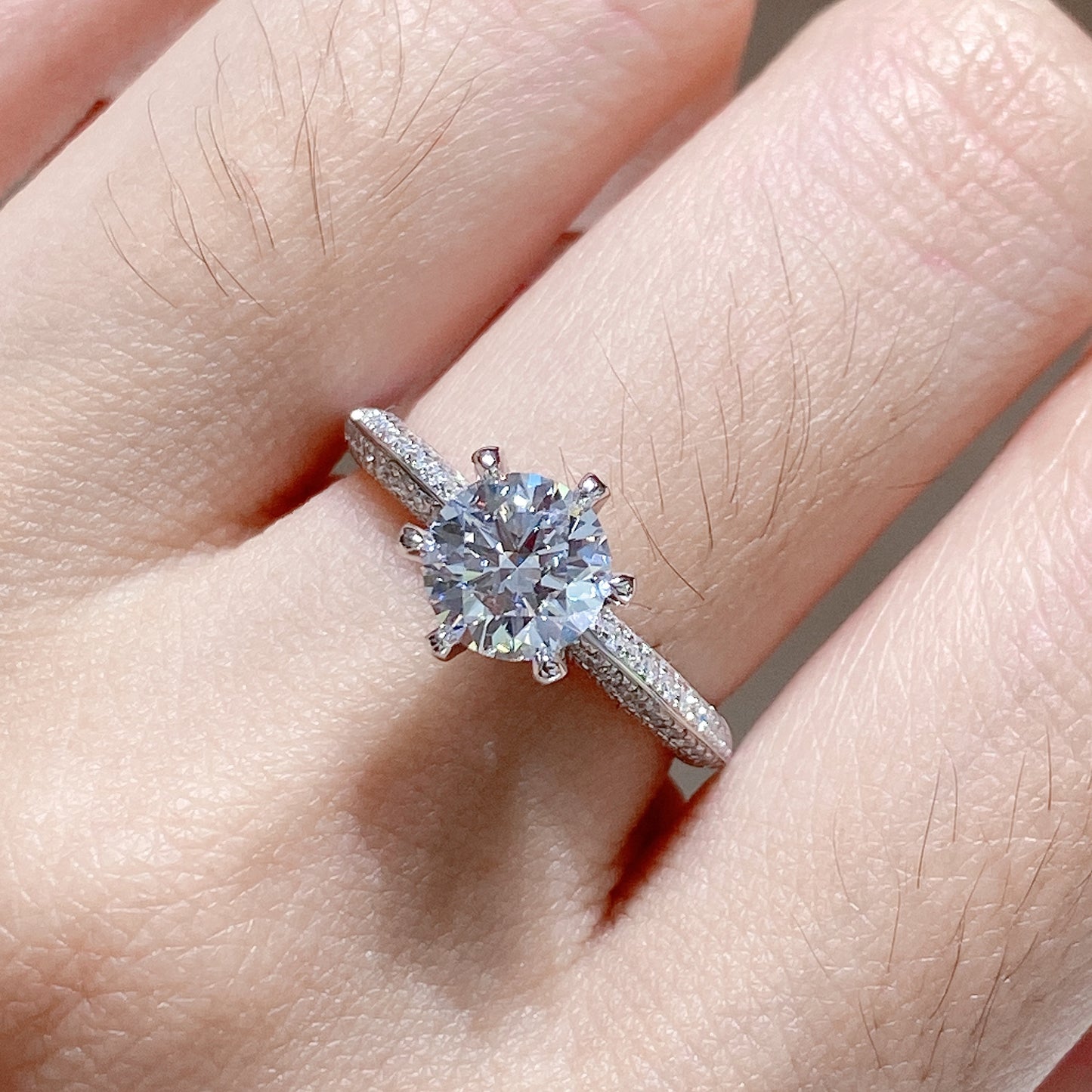 Lab Grown Diamond Sidestone Engagement Ring