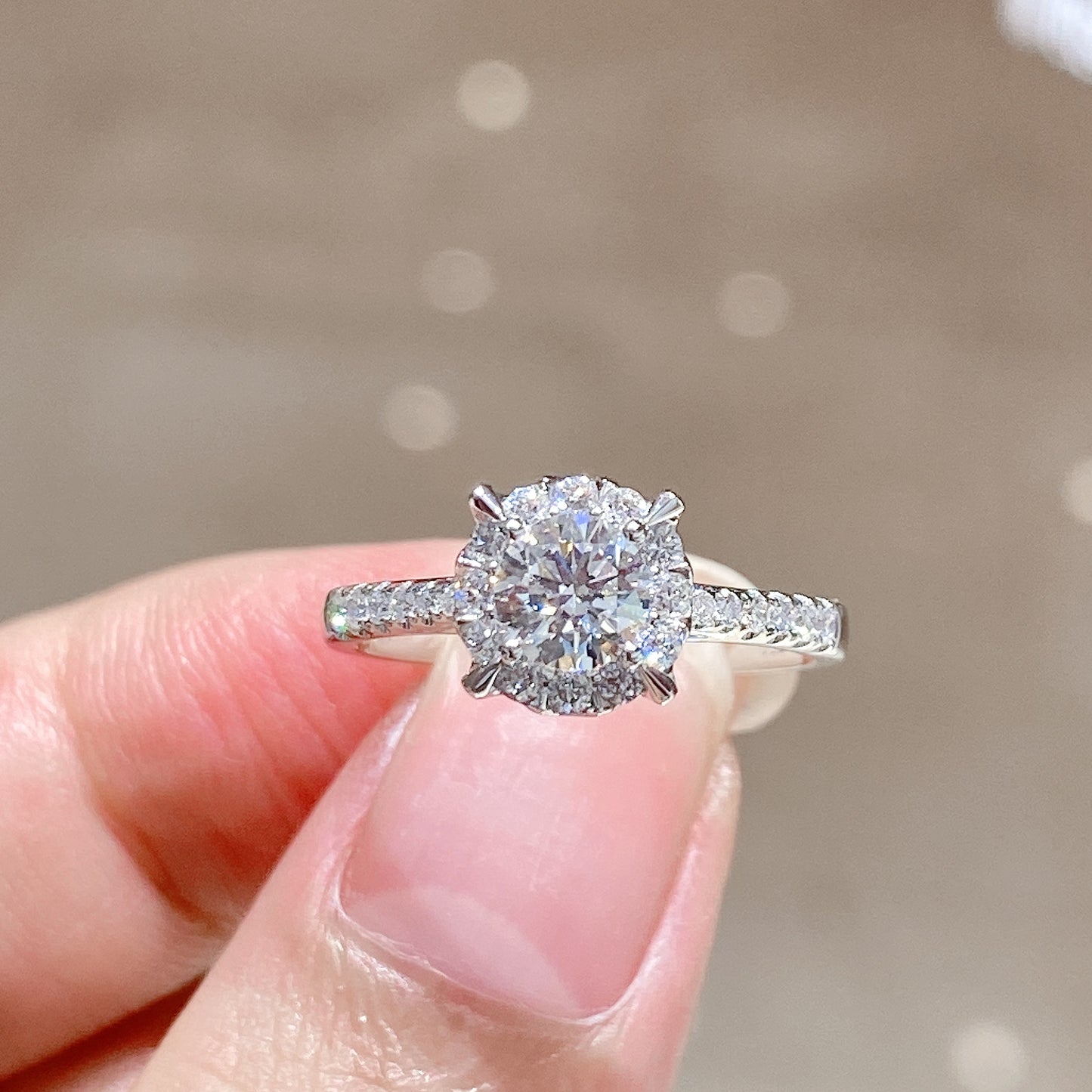 Lab Grown Diamond Halo Engagement Ring