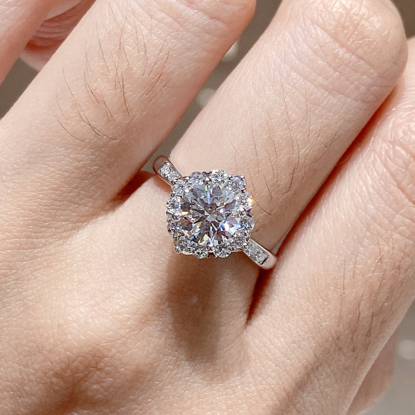 Lab Grown Diamond Halo Engagement Ring