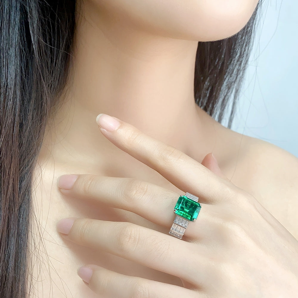 4.26ct Lab-Grown Emerald Ring S925 JSEGR1033Y