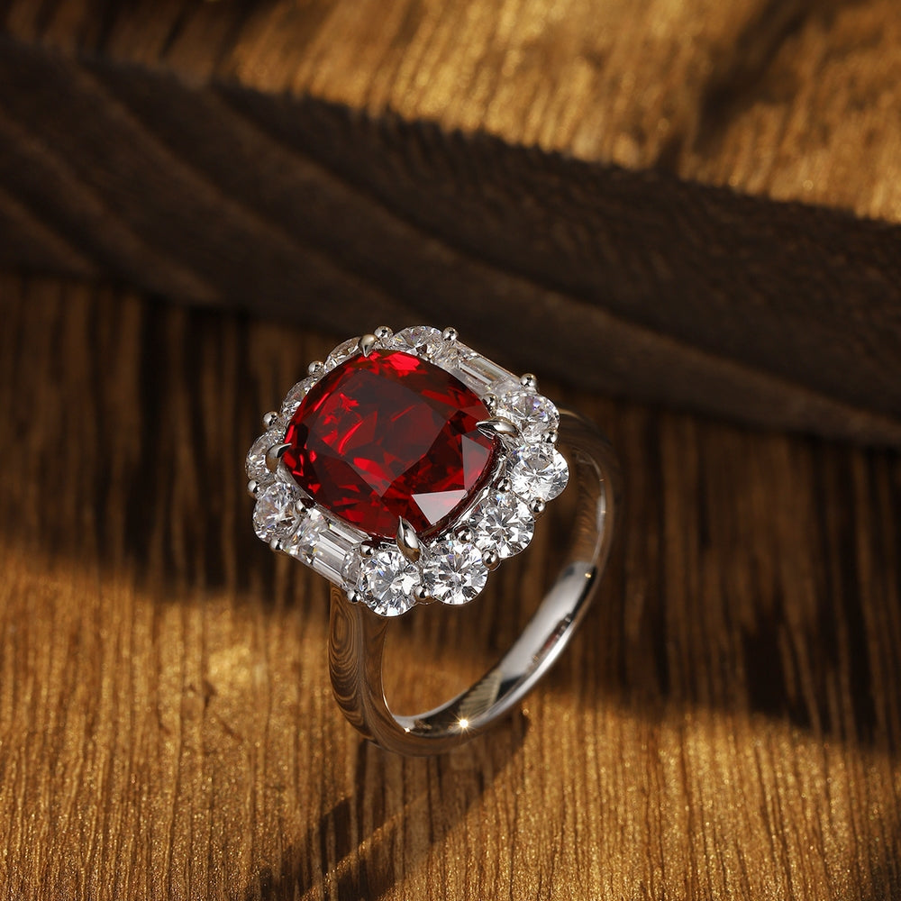 4.99ct Lab-Grown Ruby Halo Ring S925 JRURR219Y