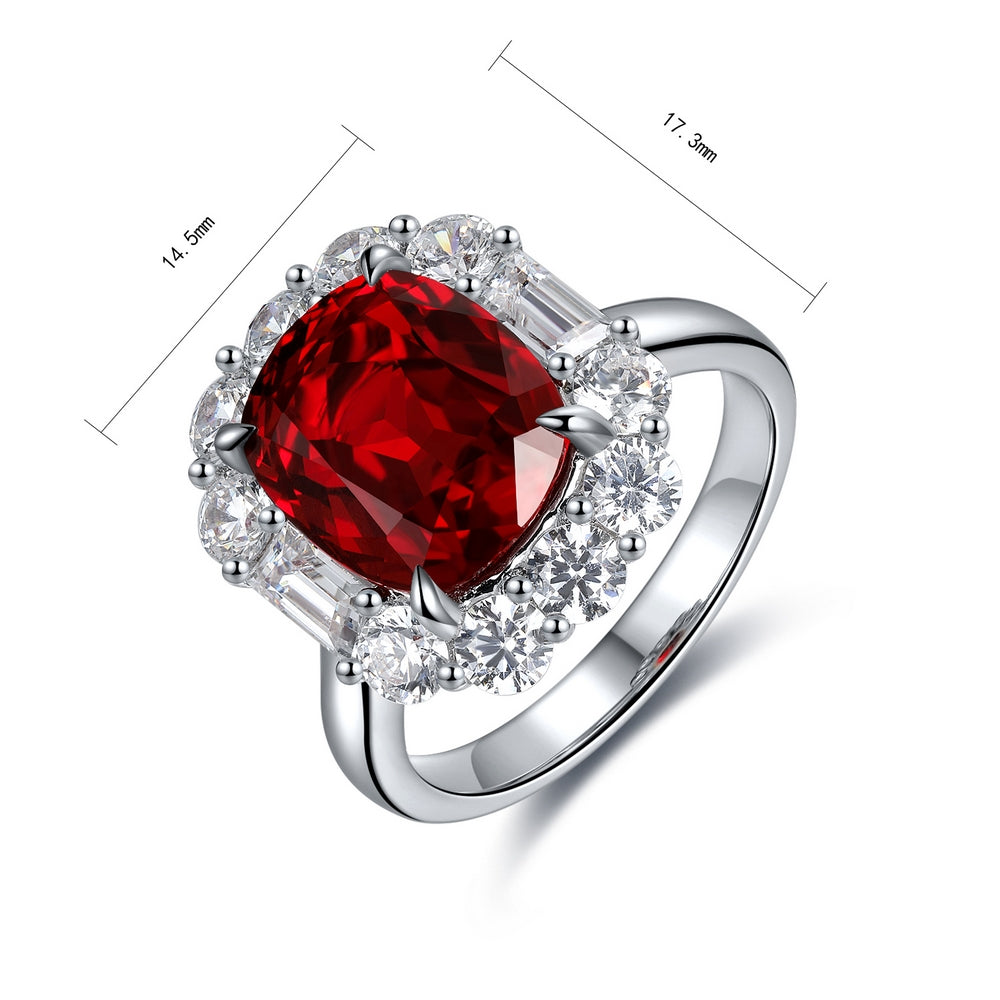 4.99ct Lab-Grown Ruby Halo Ring S925 JRURR219Y