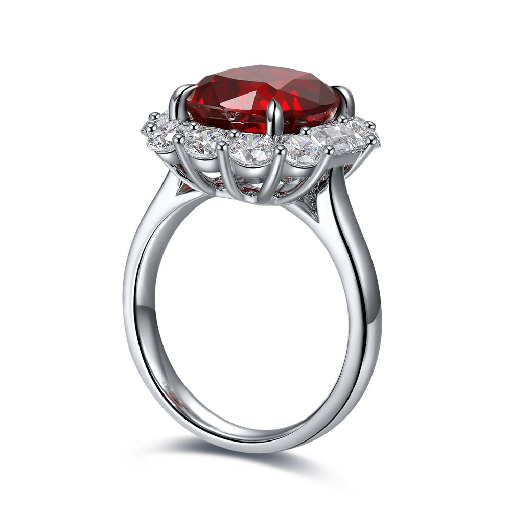4.99ct Lab-Grown Ruby Halo Ring S925 JRURR219Y