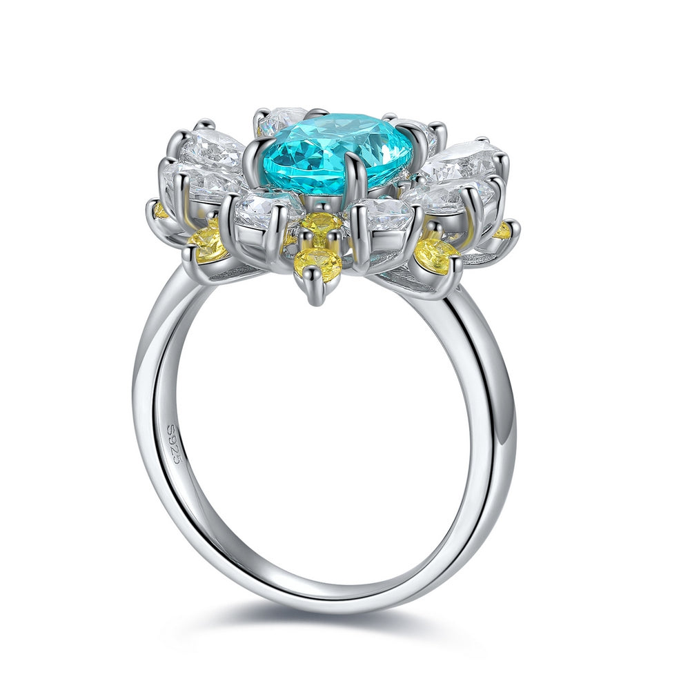 3.07ct Lab Grown Gemstone Neon Blue Paraiba Halo Ring S925 JR253Y