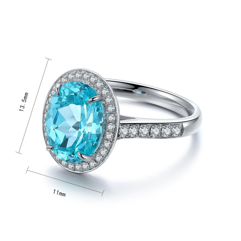 3.95ct Lab-Grown Paraiba Halo Ring S925 JR689Y