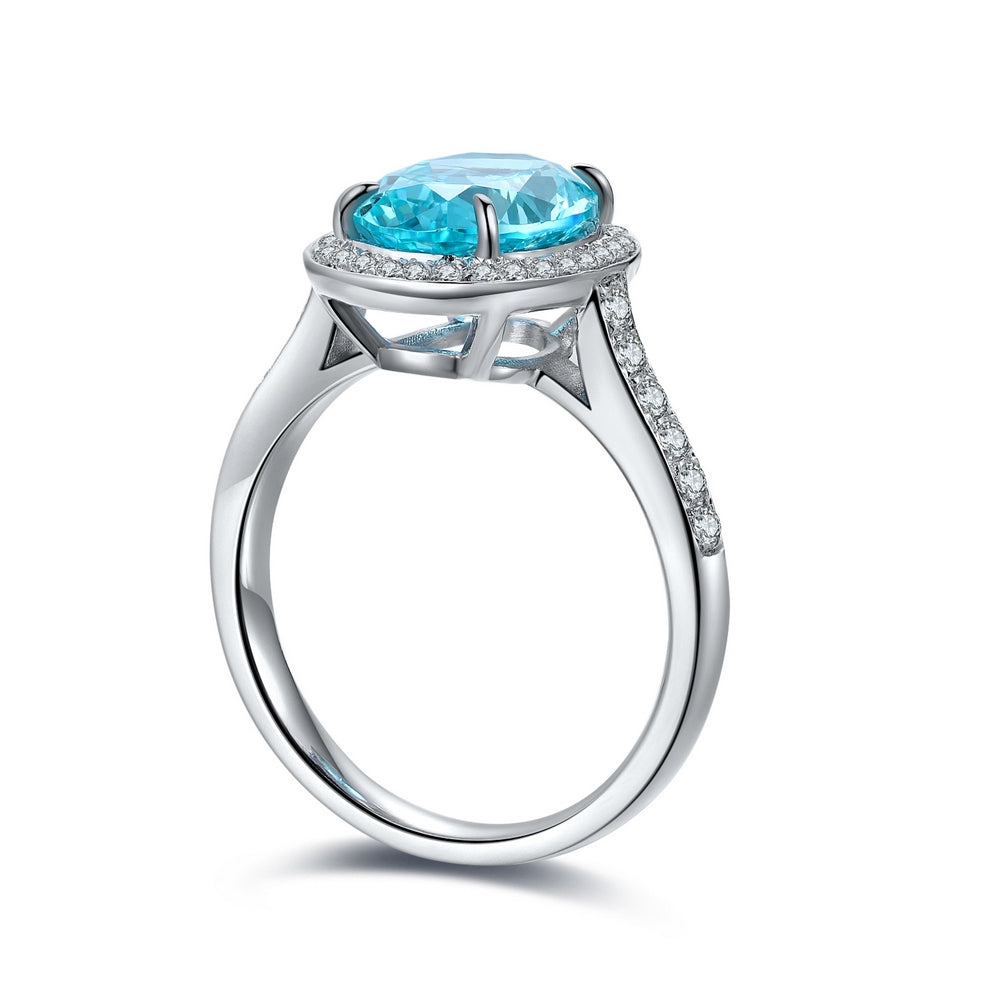 3.95ct Lab-Grown Paraiba Halo Ring S925 JR689Y