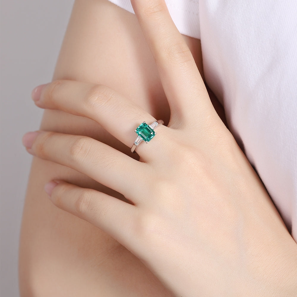 1.44ct Lab-Grown Emerald Three Stone Ring S925 JSEGR286Y