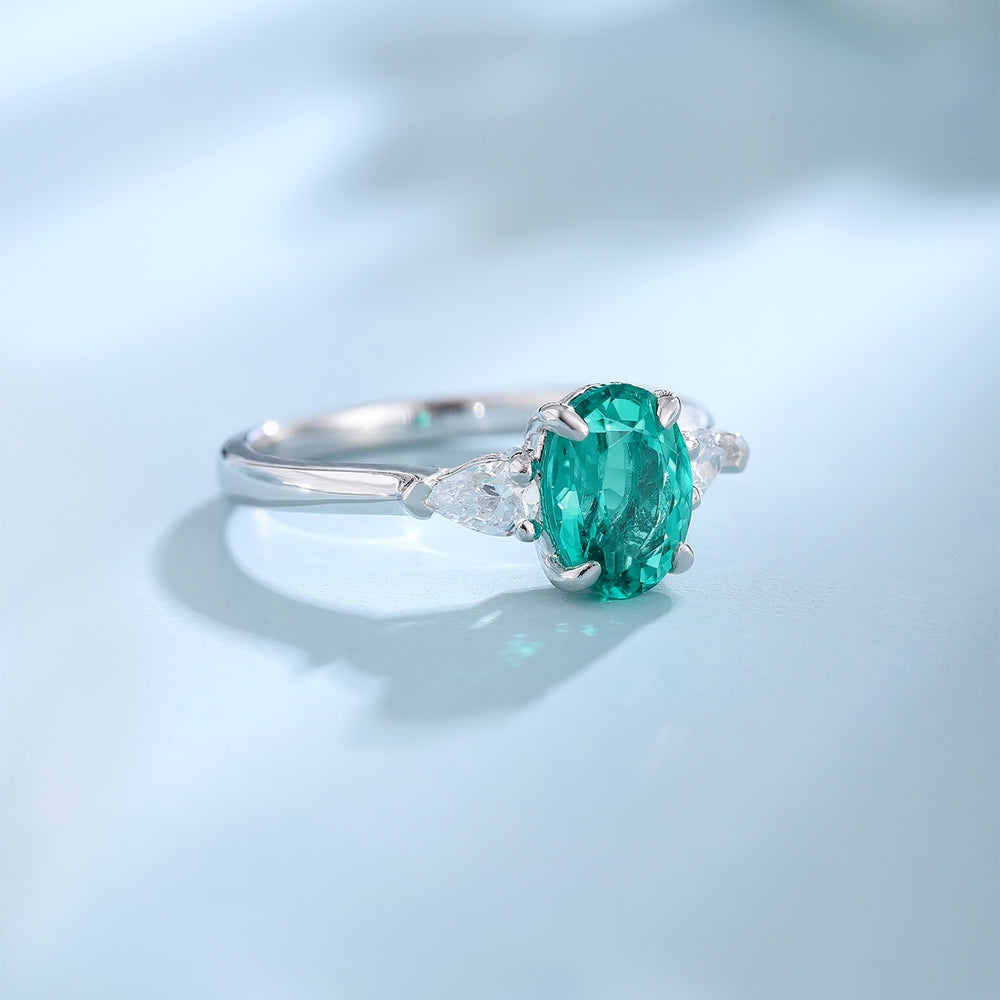 1.42ct Lab-Grown Emerald Three Stone Ring S925 JSEGR130Y-BeneiceDo