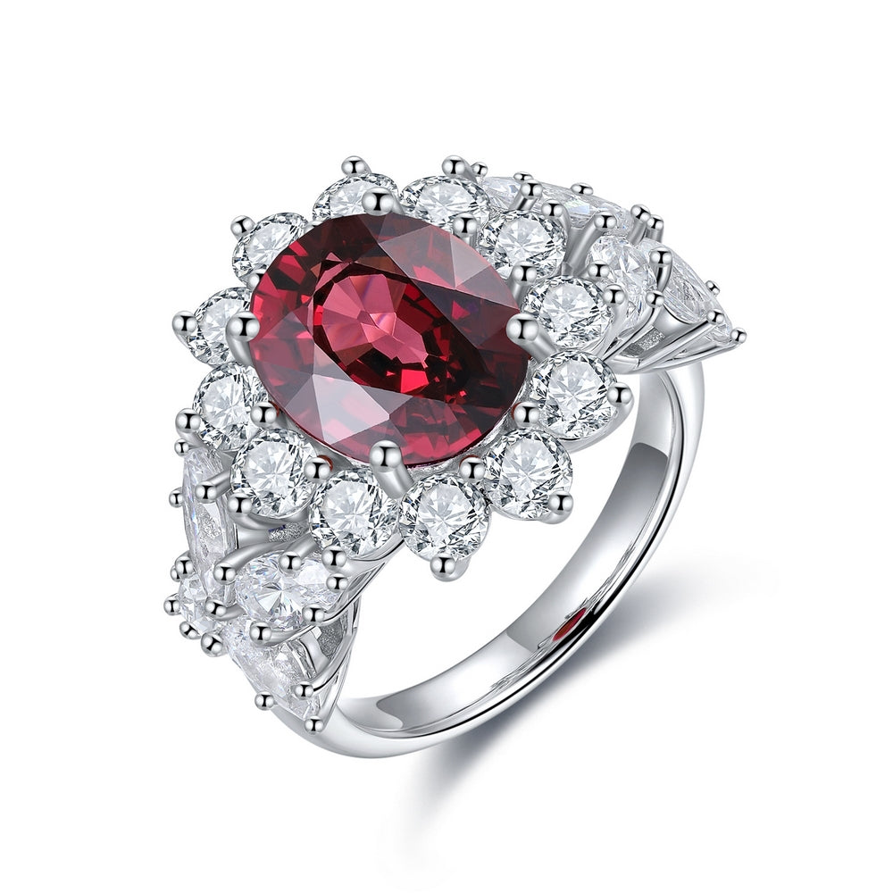 4.8ct Natural Garnet Halo Ring S925 JR675Y