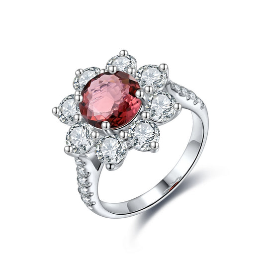 2.07ct Natural Garnet Halo Ring S925 JR677Y-BeneiceDo