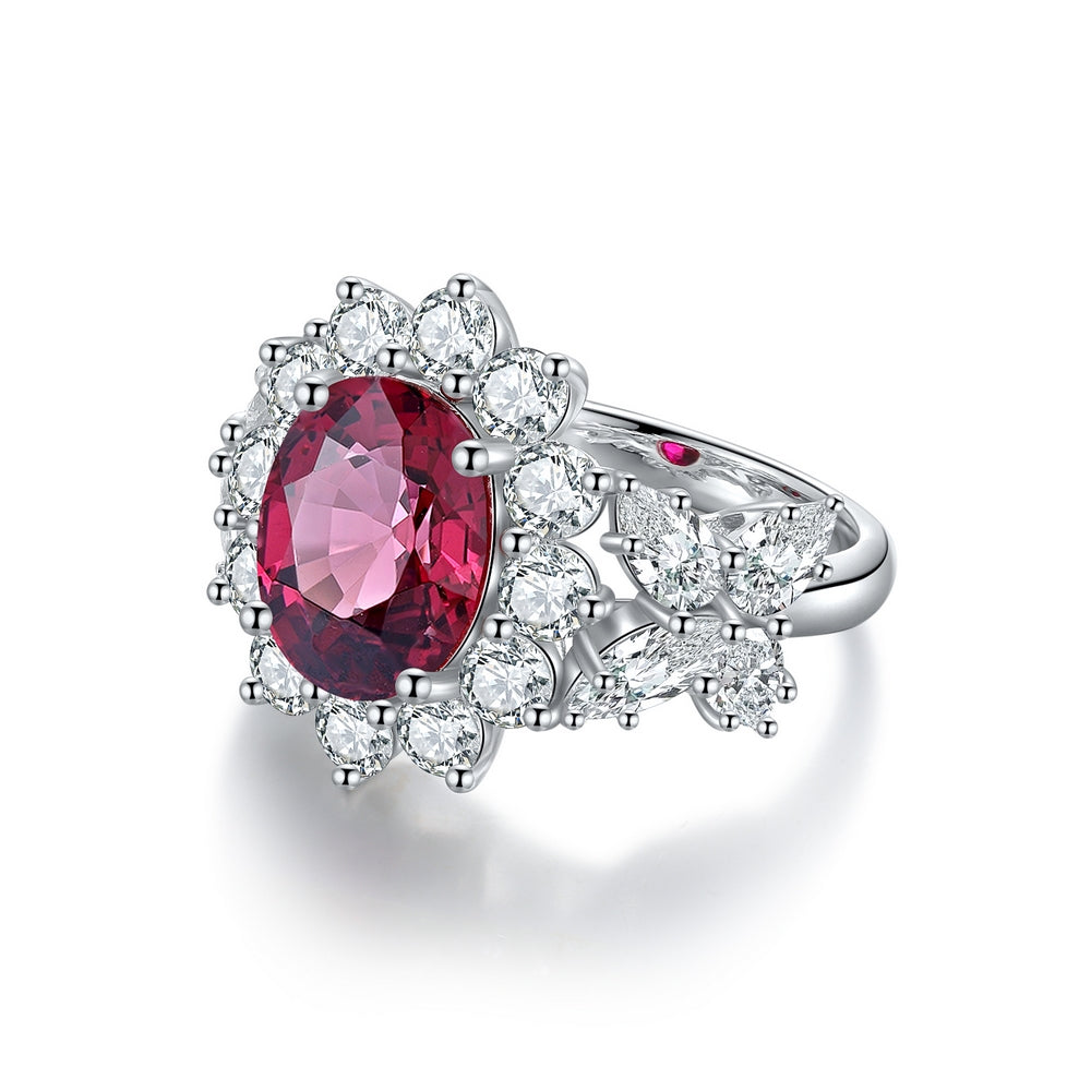 4.8ct Natural Garnet Halo Ring S925 JR675Y