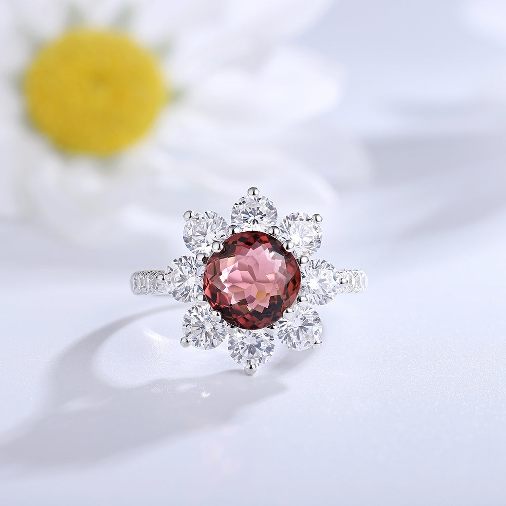 2.07ct Natural Garnet Halo Ring S925 JR677Y-BeneiceDo