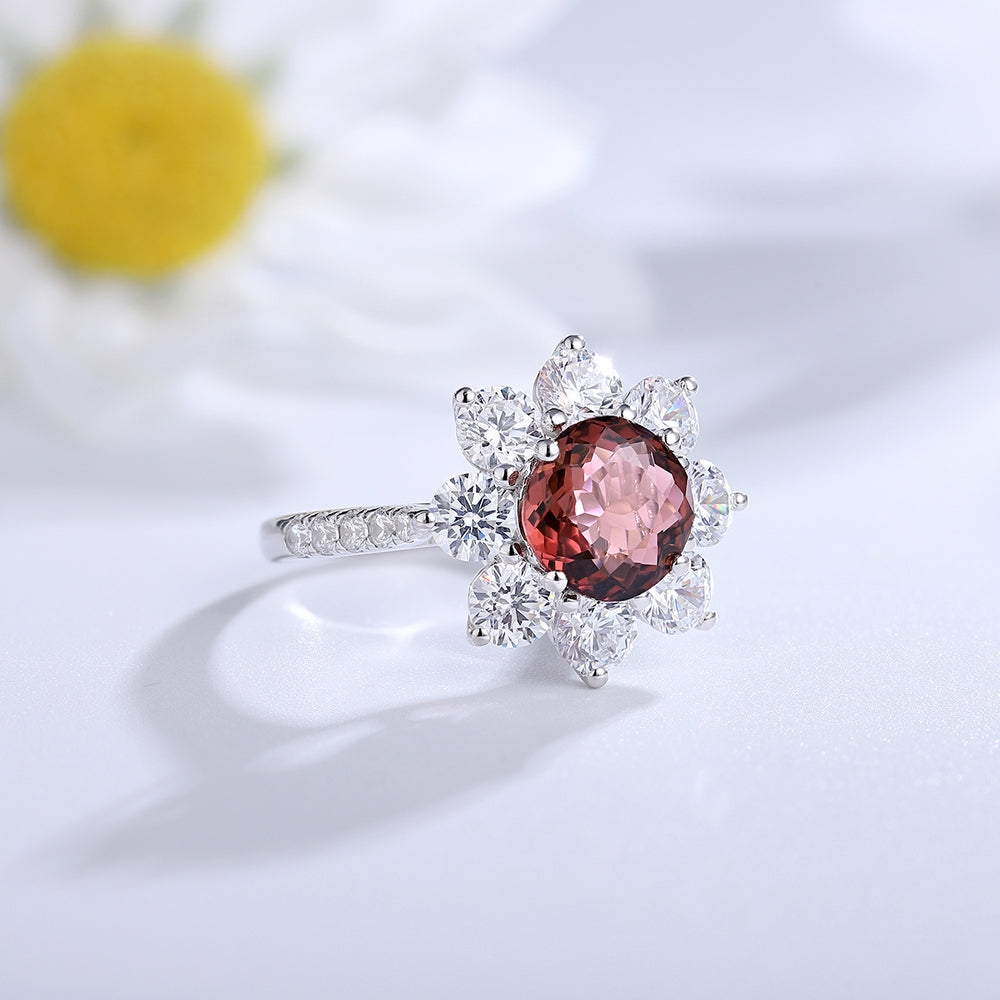 2.07ct Natural Garnet Halo Ring S925 JR677Y-BeneiceDo