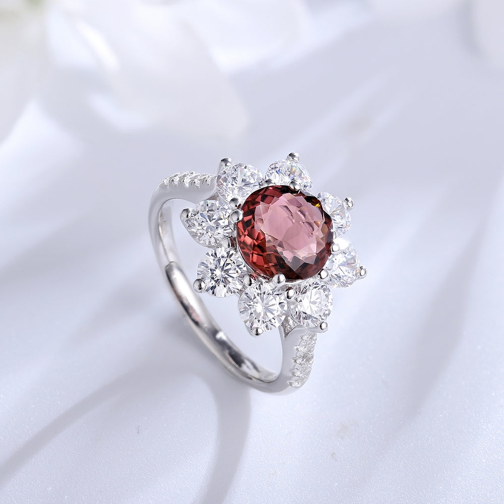 2.07ct Natural Garnet Halo Ring S925 JR677Y-BeneiceDo