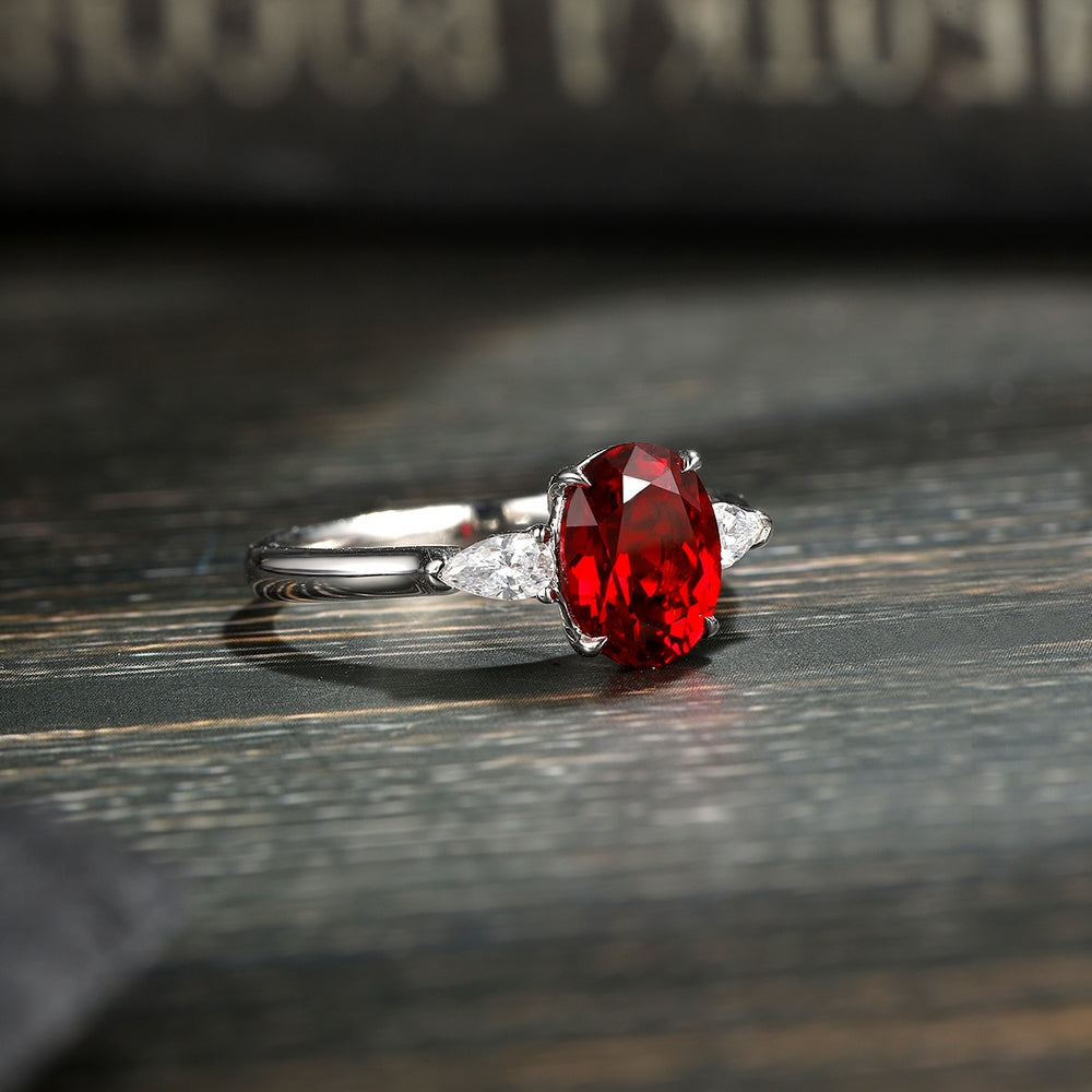 2.12ct Lab-Grown Ruby Three Stone Ring S925 JRURR130Y
