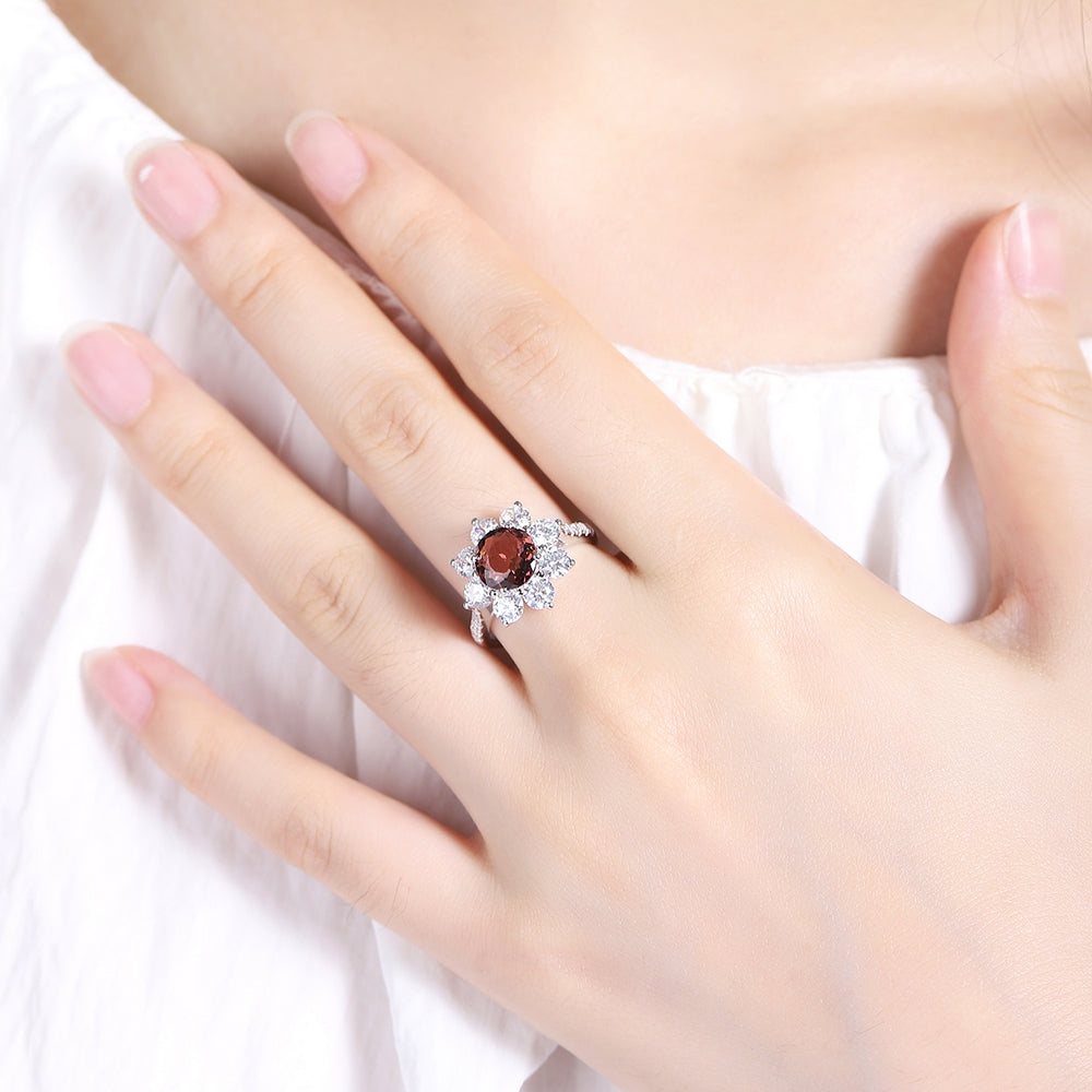 2.07ct Natural Garnet Halo Ring S925 JR677Y-BeneiceDo