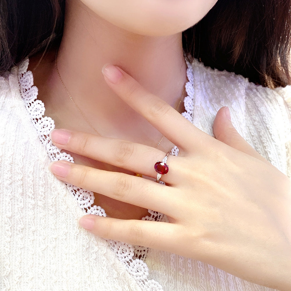 2.12ct Lab-Grown Ruby Three Stone Ring S925 JRURR130Y