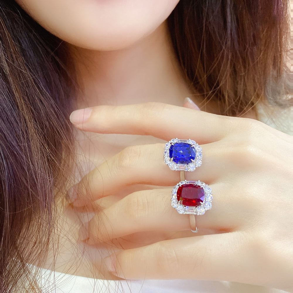 4.99ct Lab-Grown Ruby Halo Ring S925 JRURR219Y