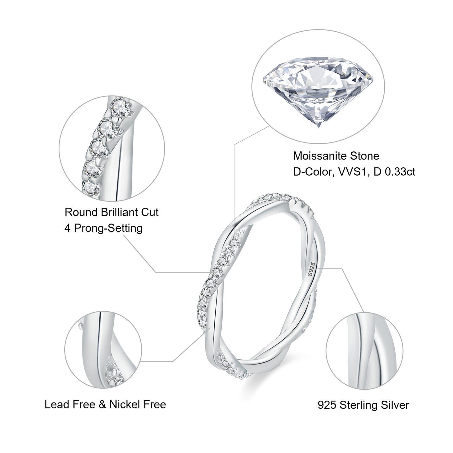 Moissanite Wedding Ring for Women
