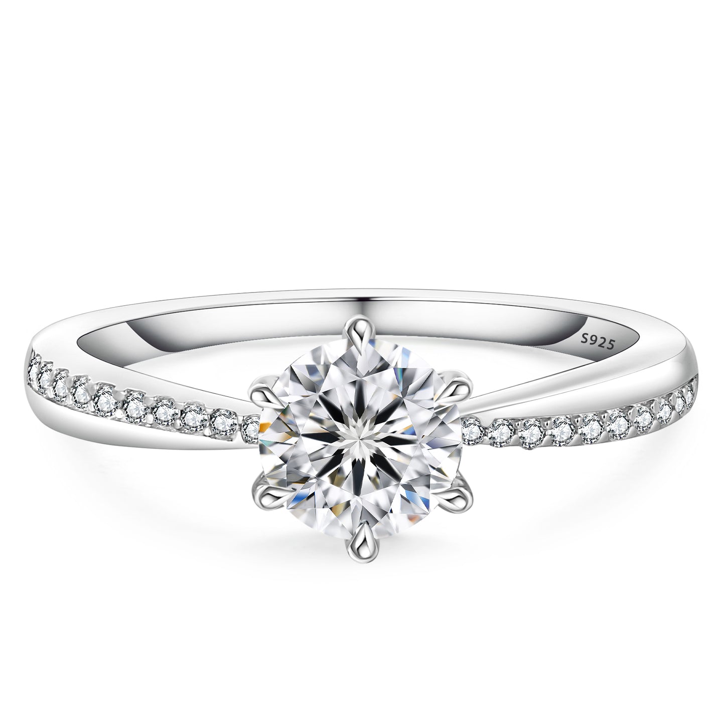 Six-Prong  Moissanite Engagement Ring
