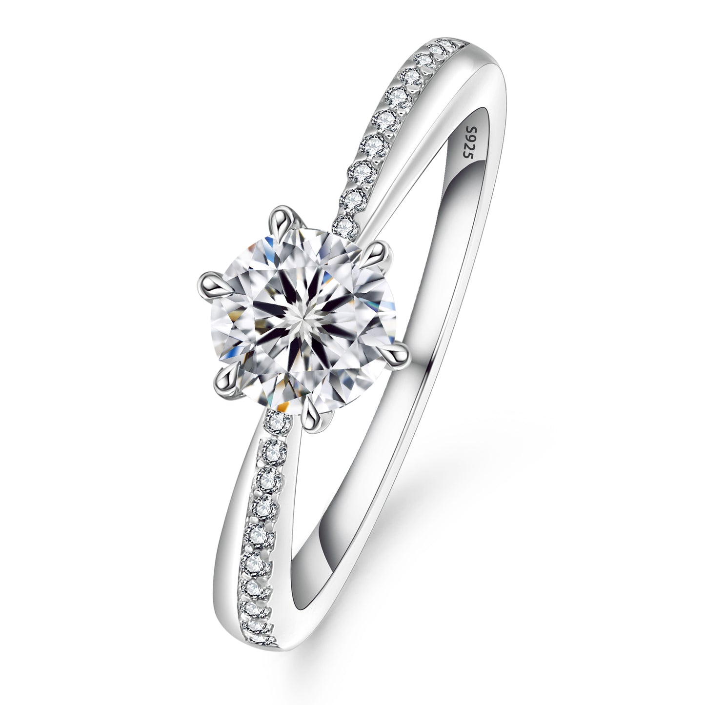 Six-Prong  Moissanite Engagement Ring