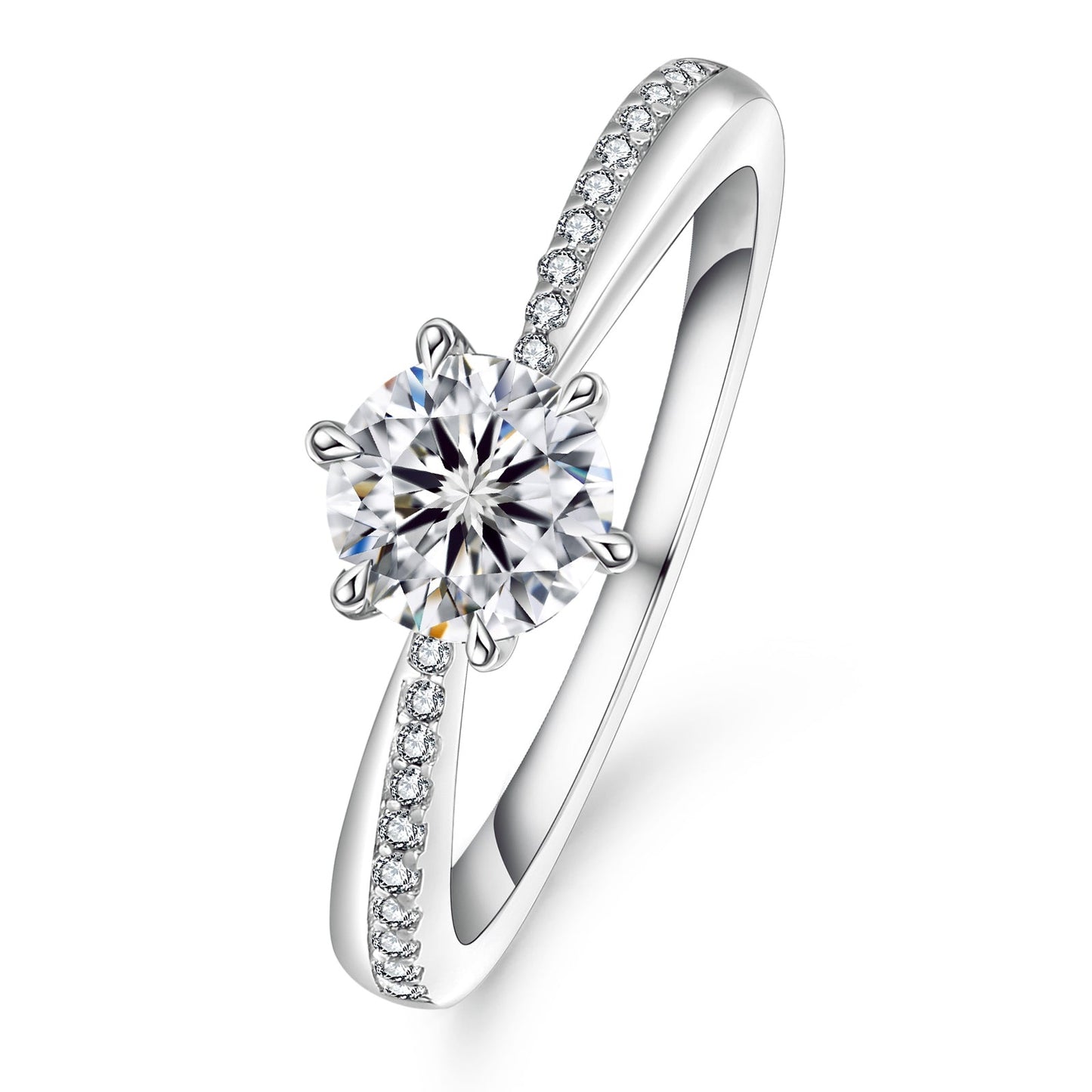 Luxe Six-Prong Solitaire Engagement Ring in 18k White Gold