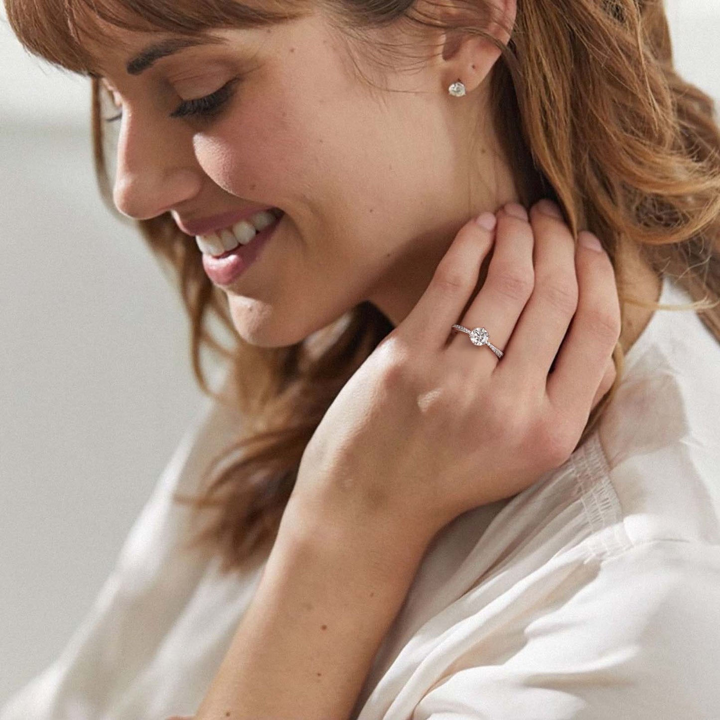 Luxe Six-Prong Solitaire Engagement Ring in 18k White Gold