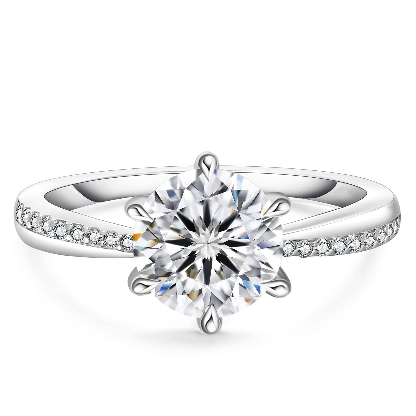 Luxe Six-Prong Solitaire Engagement Ring in 18k White Gold