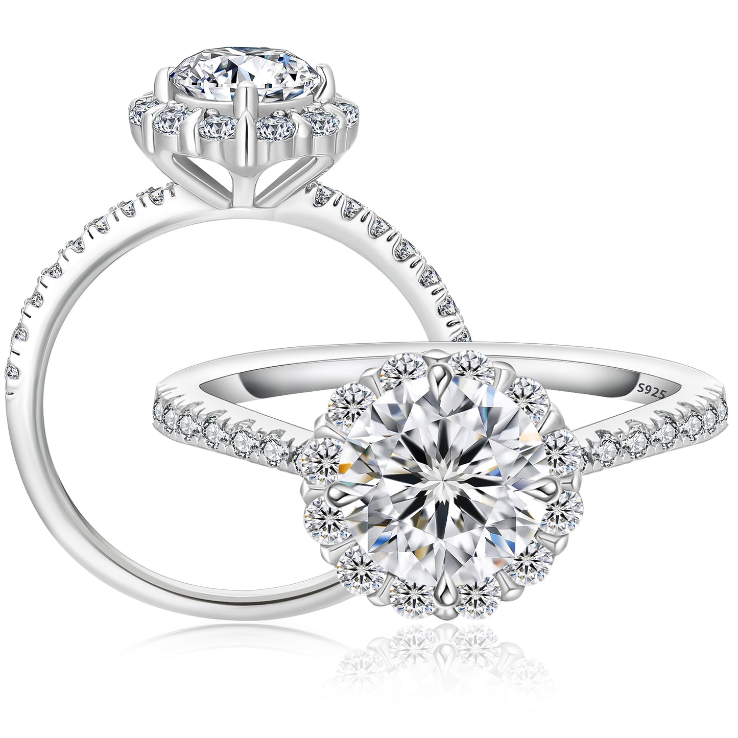Sunflower Cluster Vine-Twisted Moissanite Engagement Ring