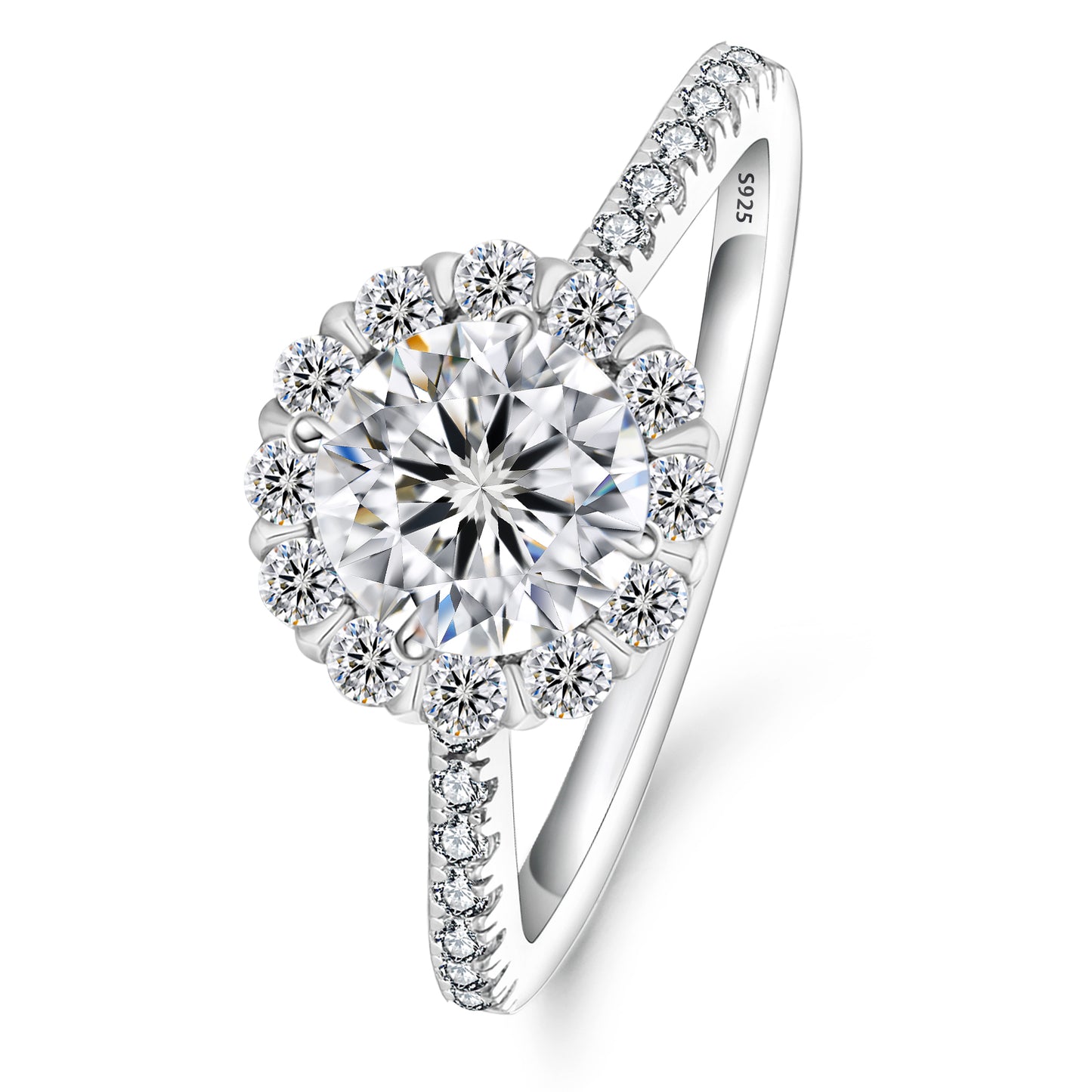 Sunflower Cluster Vine-Twisted Moissanite Engagement Ring
