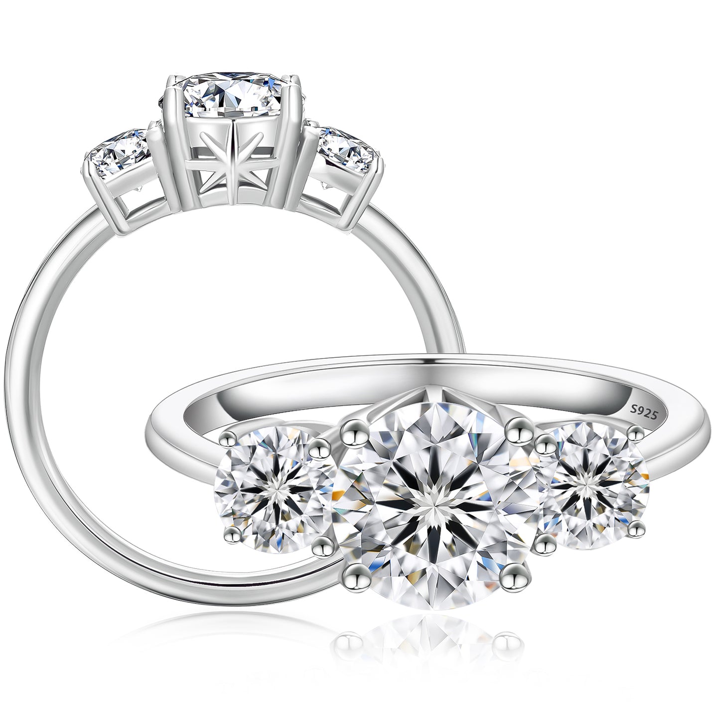 Three-Stone Moissanite Engagement Ring