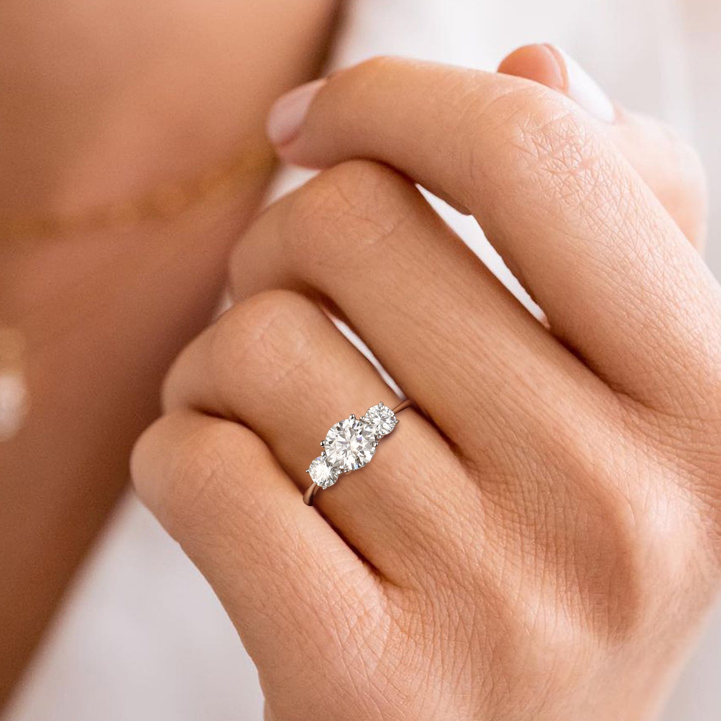 Three-Stone Moissanite Engagement Ring