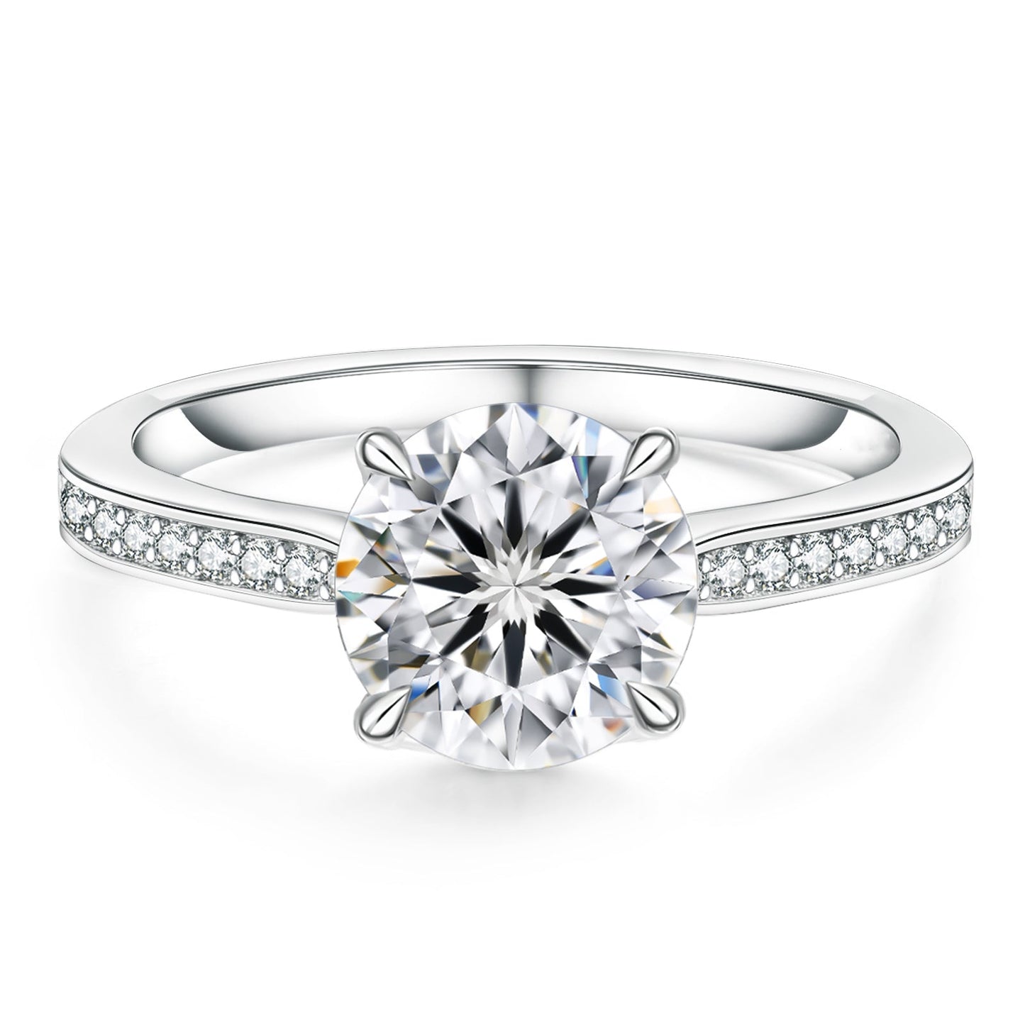 Luxe Four-Prong Solitaire Engagement Ring in 18k White Gold