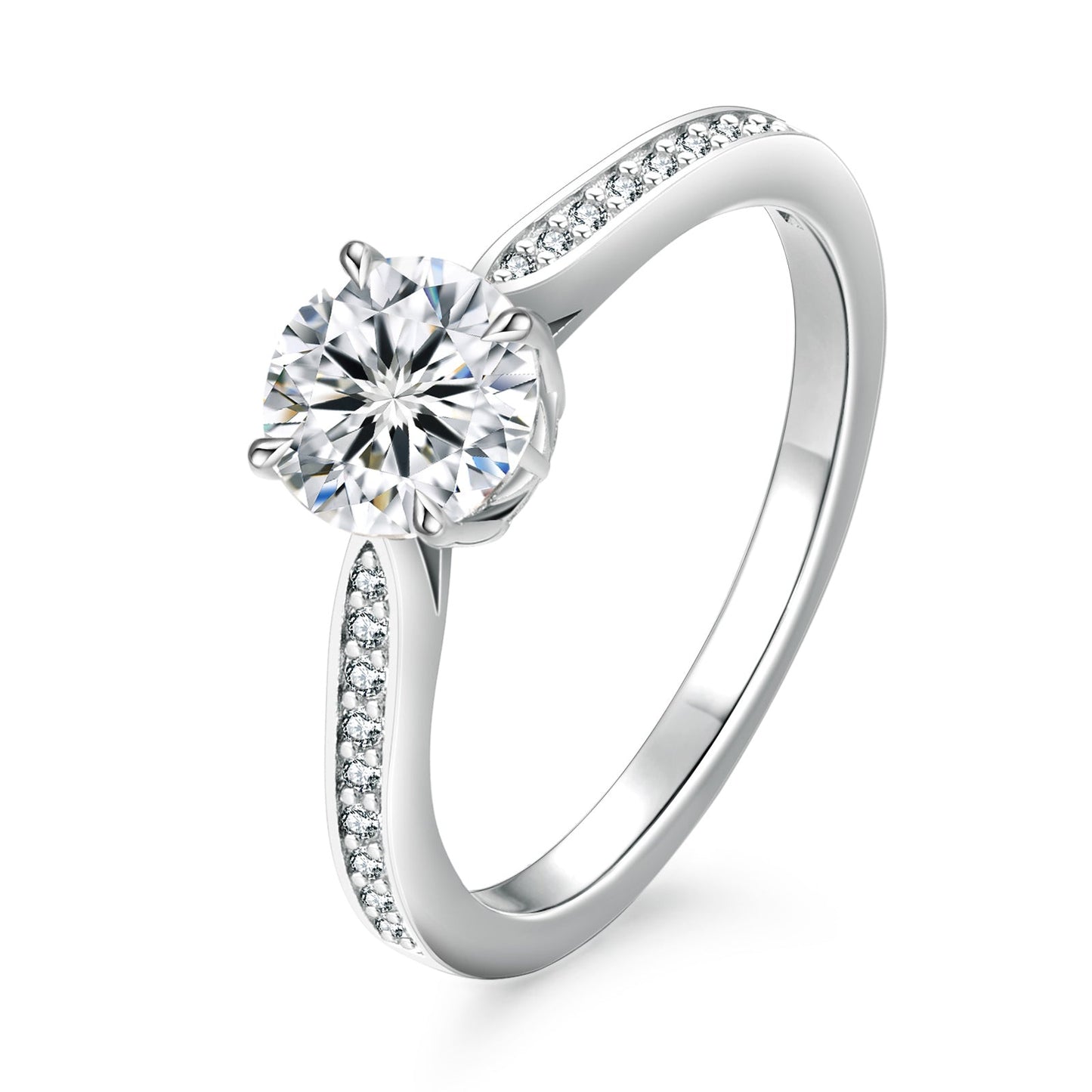 Luxe Four-Prong Solitaire Engagement Ring in 18k White Gold