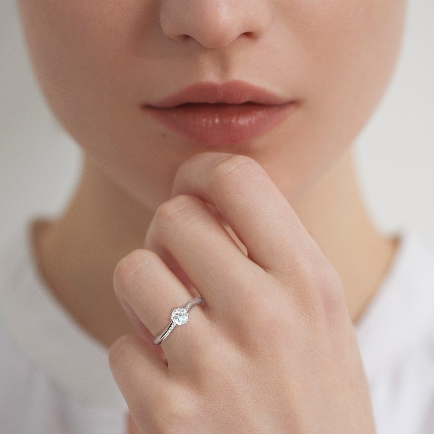 Six-Prong Wave Band Moissanite Ring