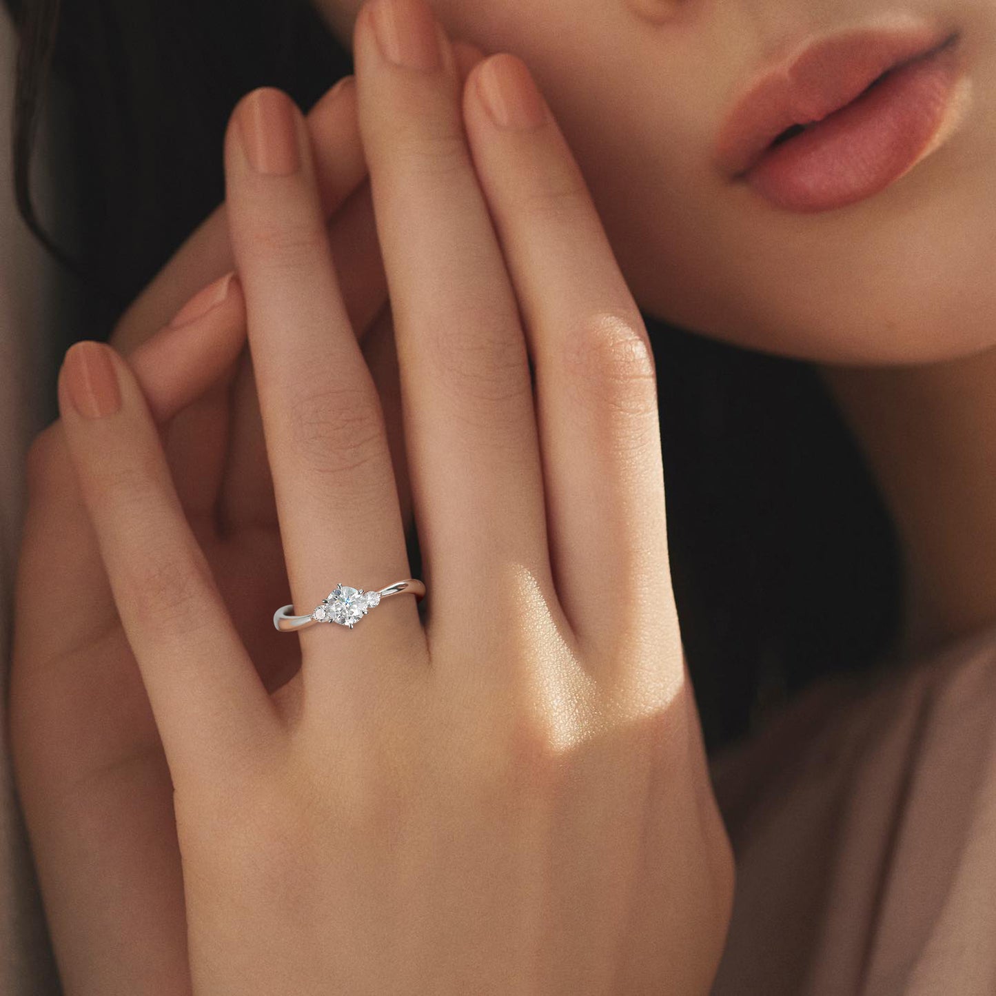 Moissanite Three-Stones Engagement Ring