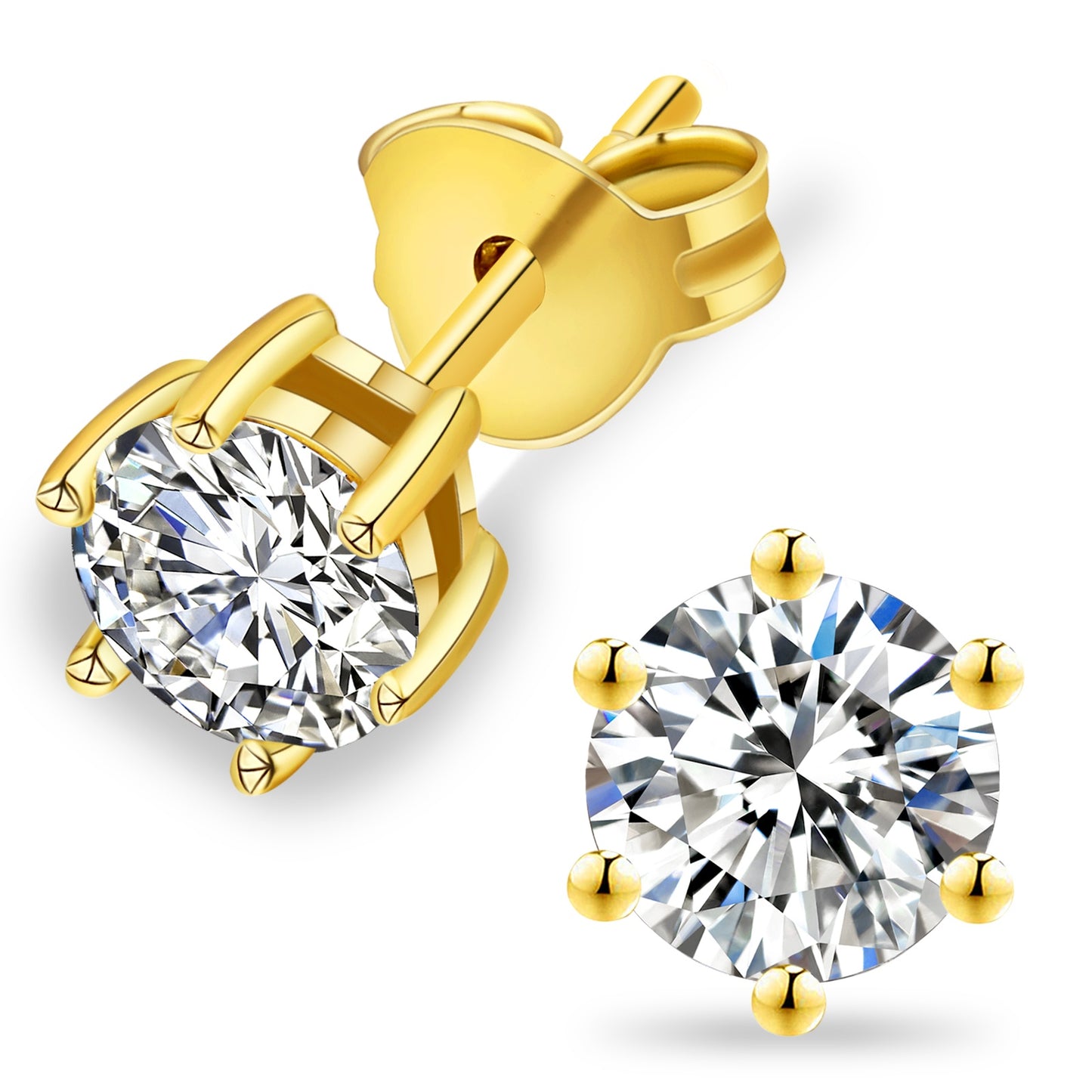 Six-Prong  Lab Grown Diamond Stud Earrings